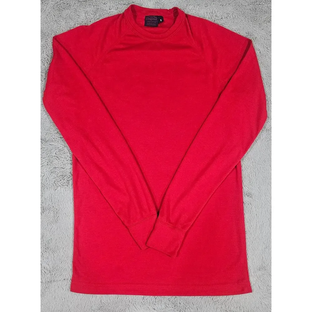 Patagonia Capilene Sweater, T Shirt, Long Sleeve, Base, Red, Layer, Mens Sz S